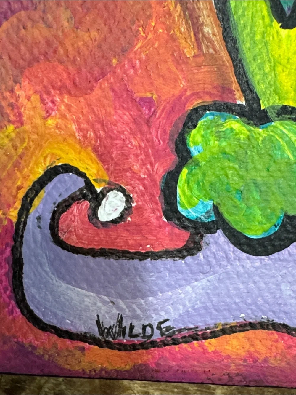 Colorful Harlequin Jester Wall Art look a like Green and Purple By Wilde 2005